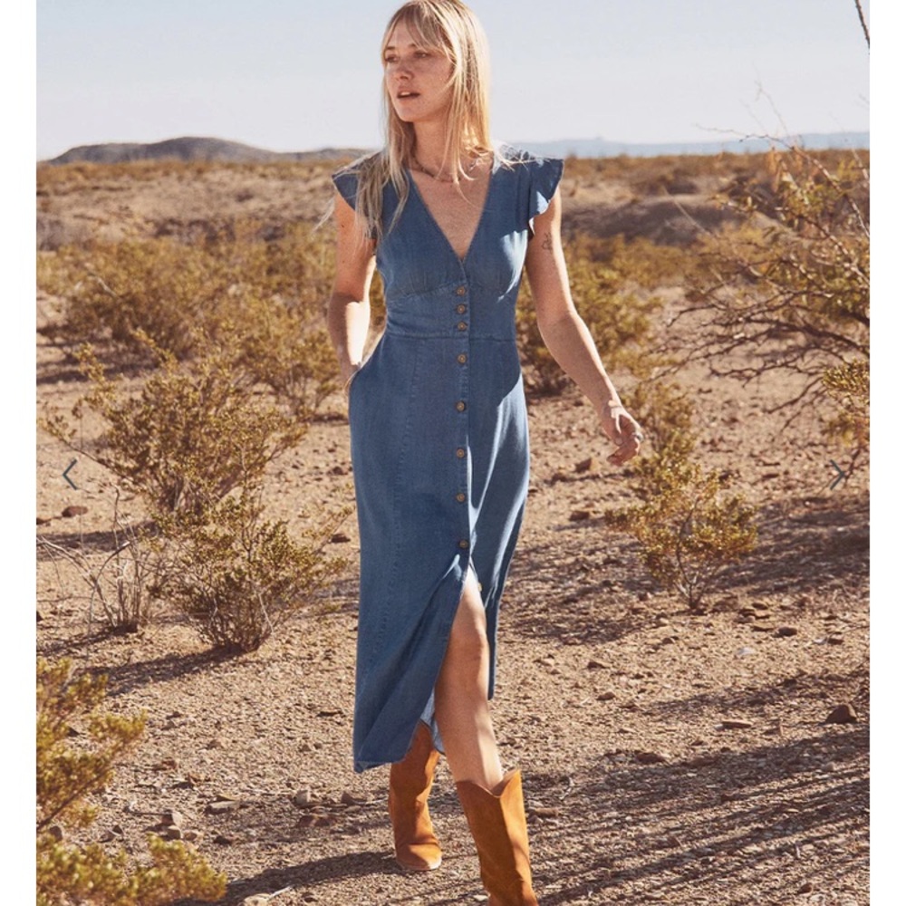 Marine layer camila midi dress chambray small
